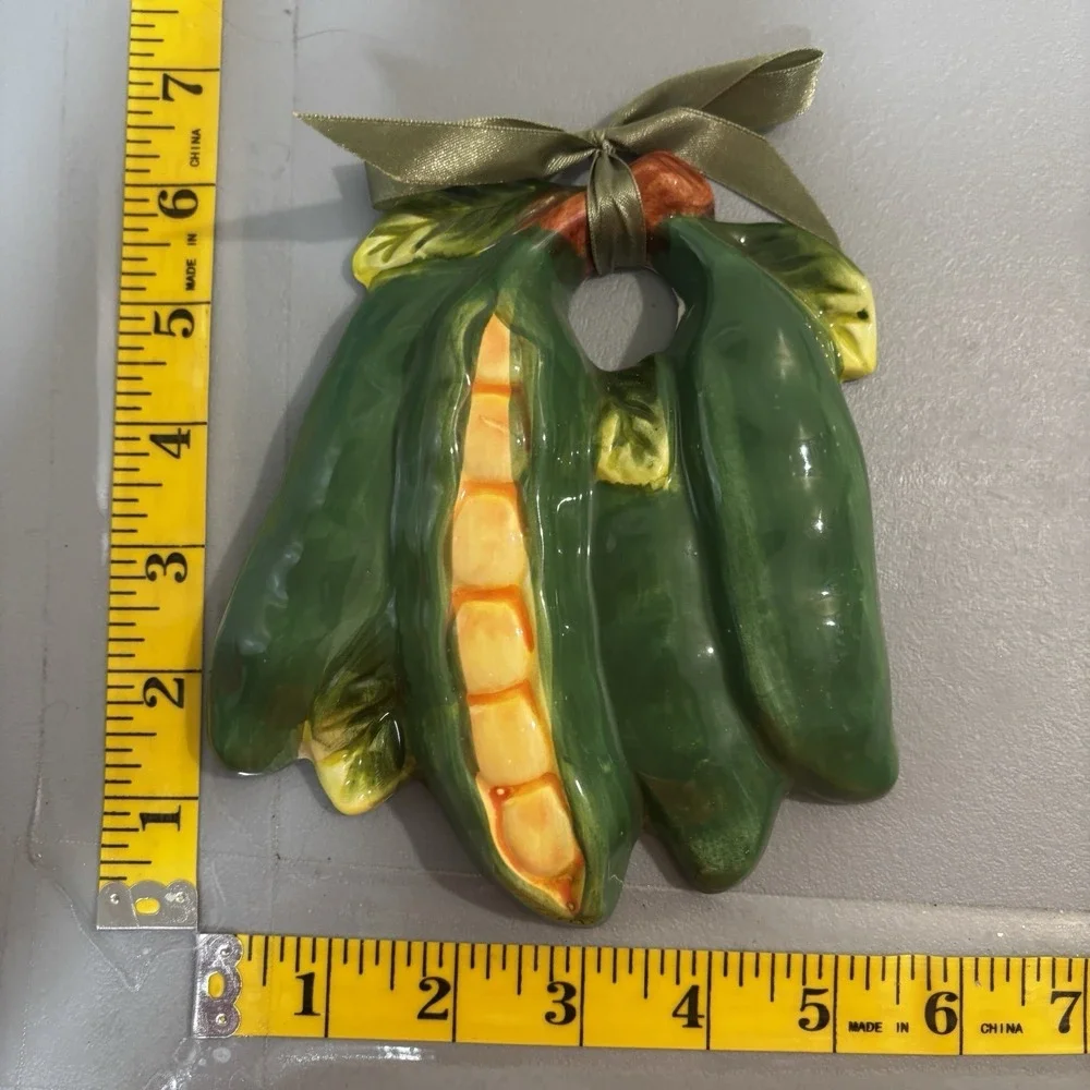 Vegetable Carrot & Corn On Cob Ceramic Kitchen Wall Plaques 2Pc Set With Ribbons
